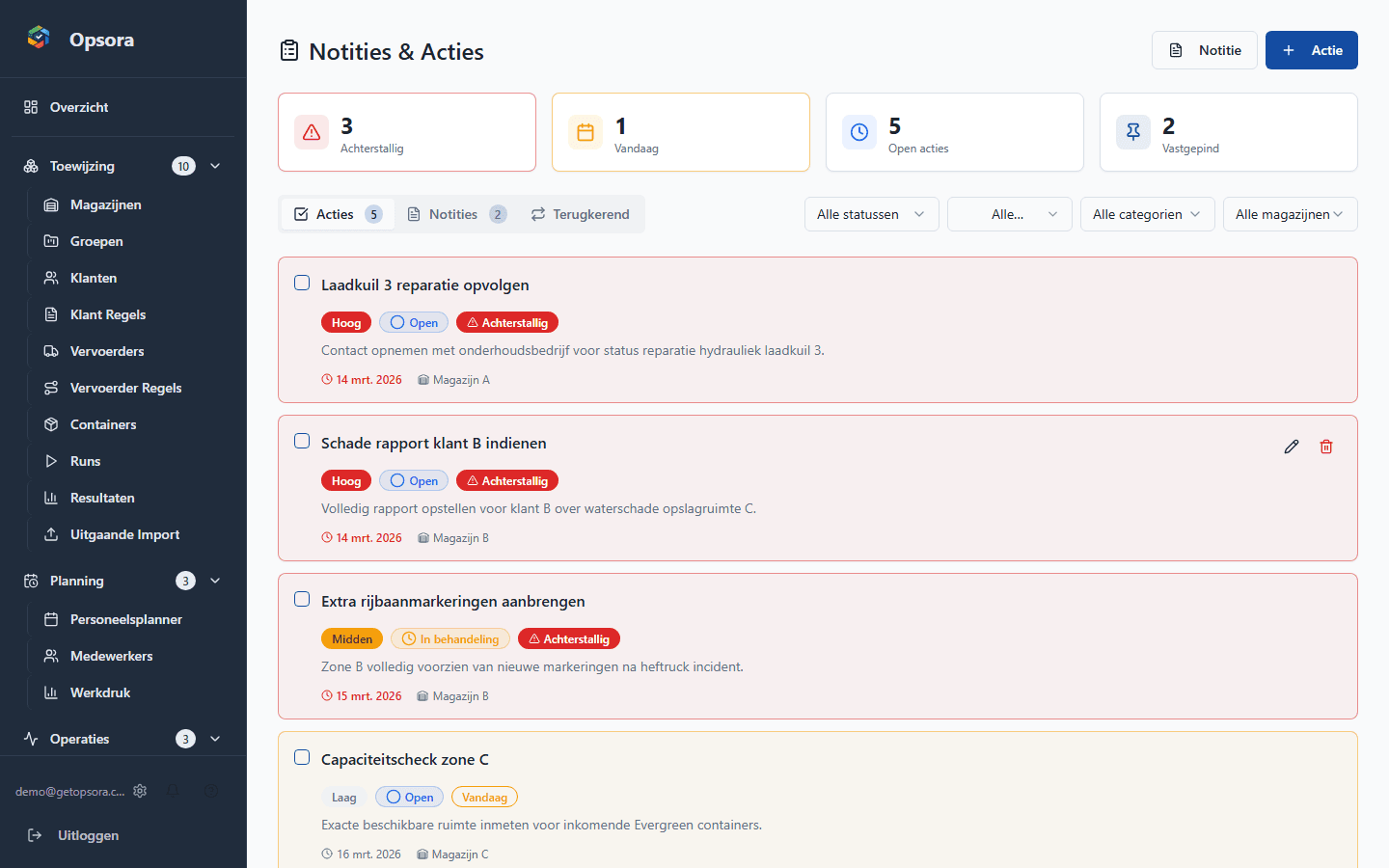 Opsora Notities & Acties — Operationele samenwerking